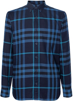 버버리 블루 체크 긴소매 버튼업 셔츠 40238651 Buy 버버리 블루 체크 긴소매 버튼업 셔츠 40238651