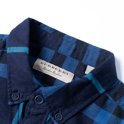 버버리 블루 체크 긴소매 버튼업 셔츠 40238651 Purchase 버버리 블루 체크 긴소매 버튼업 셔츠 40238651