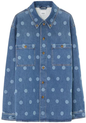 Burberry Blue Polka Dot Print Denim Jacket with Single-Breasted Collar. 80676411 Buy Burberry Blue Polka Dot Print Denim Jacket with Single-Breasted Collar. 80676411
