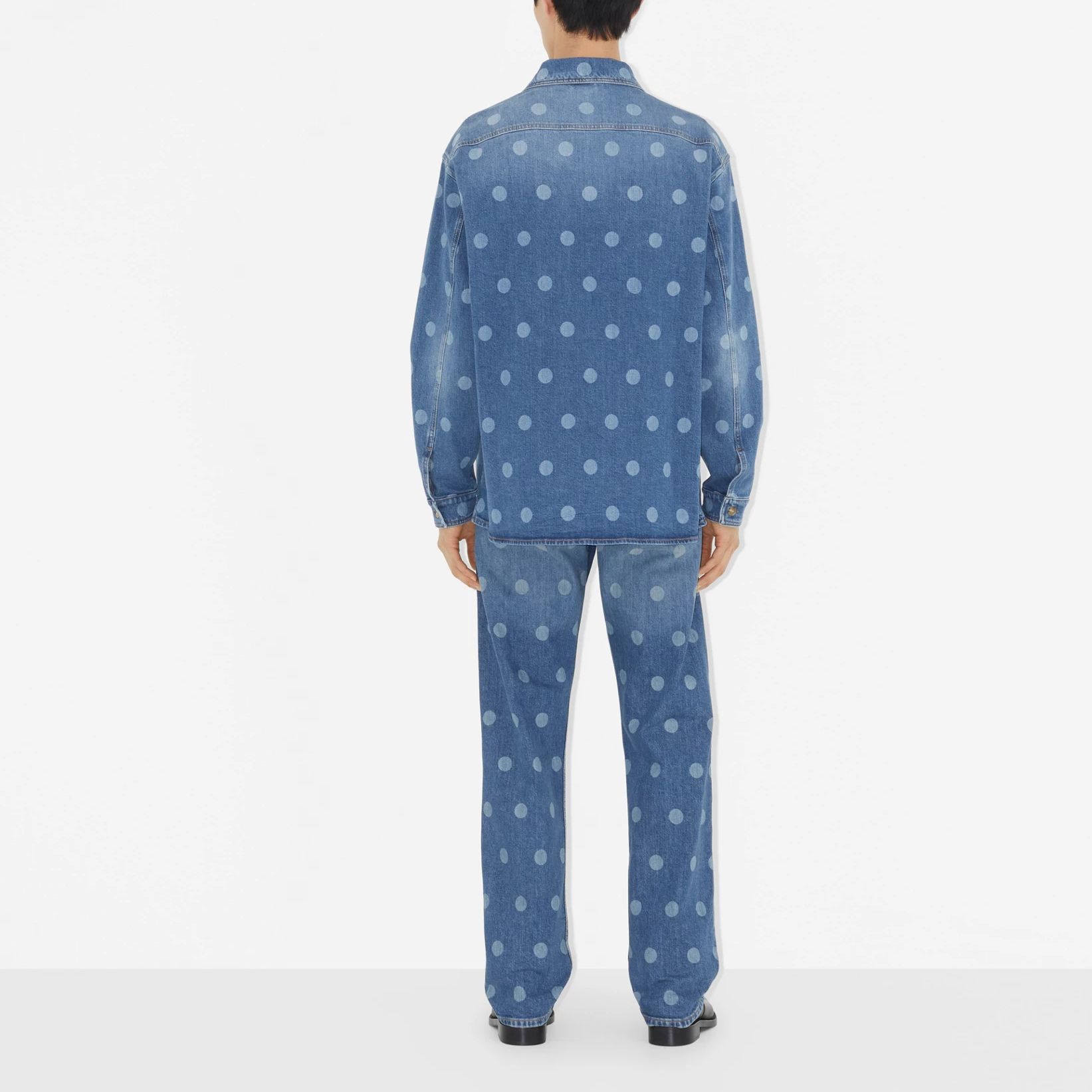 Burberry  Blue Polka Dot Print Denim Jacket with Single-Breasted Collar. 80676411 圖 5