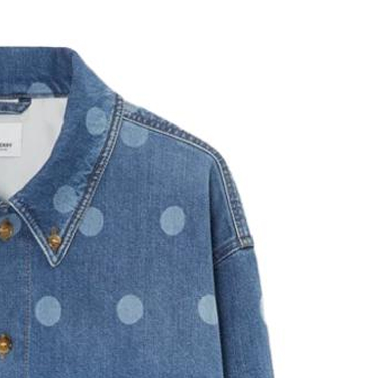 Burberry  Blue Polka Dot Print Denim Jacket with Single-Breasted Collar. 80676411 圖 7
