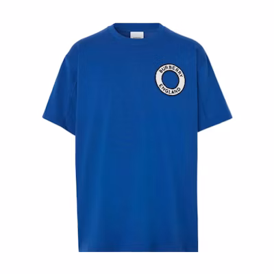 Burberry Blue Round Embroidered Casual Short-Sleeve T-Shirt. 80614041