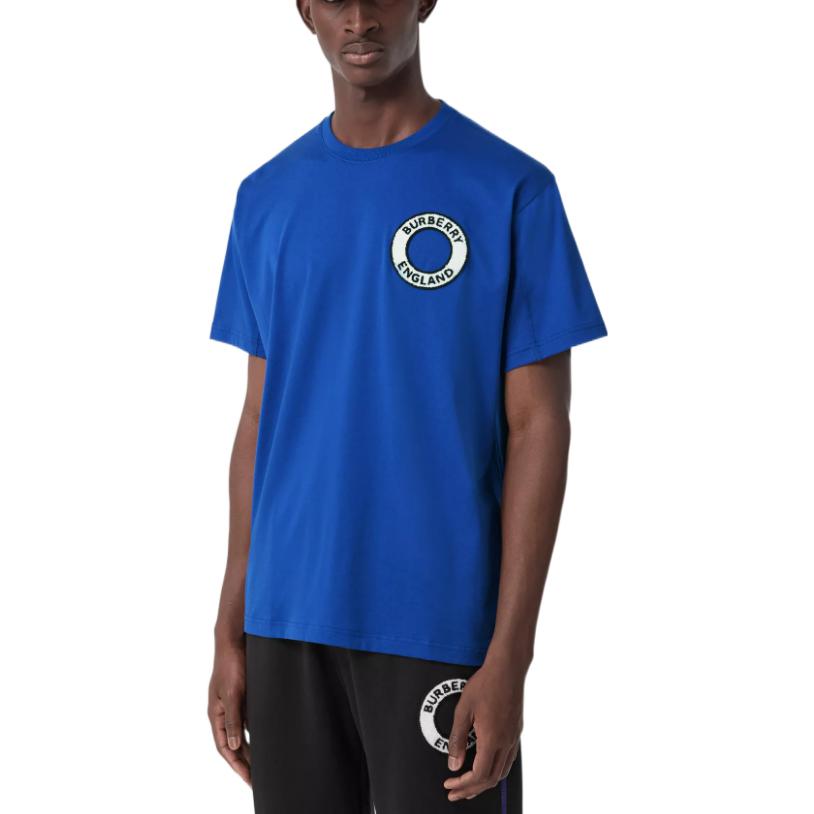 Burberry  Blue Round Embroidered Casual Short-Sleeve T-Shirt. 80614041 圖 5