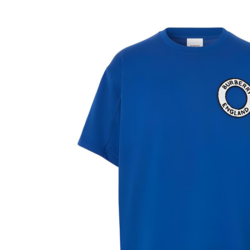 Burberry  Blue Round Embroidered Casual Short-Sleeve T-Shirt. 80614041 圖 6