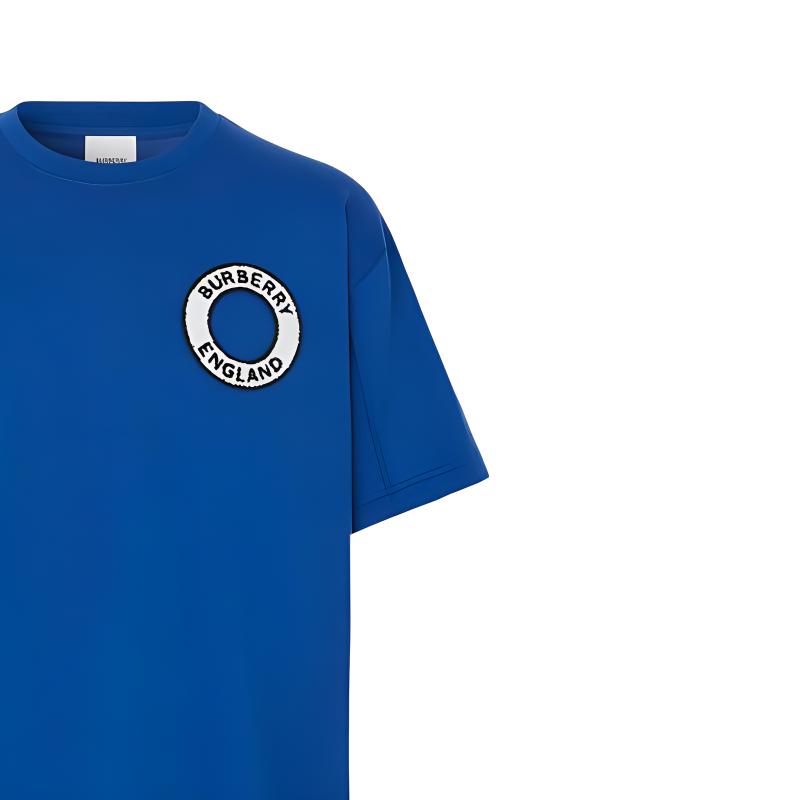 Burberry  Blue Round Embroidered Casual Short-Sleeve T-Shirt. 80614041 圖 8