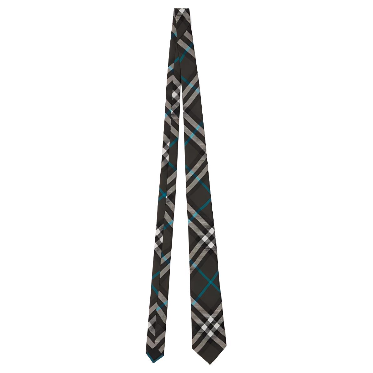 Lookbook Burberry  Blue Silk Tie with Logo Check Pattern Design. 80929511