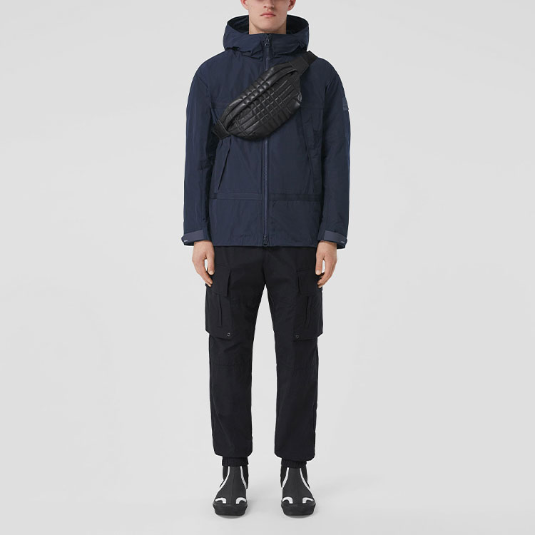 Shop Burberry  Blue Solid Patch Logo Zip-Up Hoodie Jacket SS22 Collection. 80510101