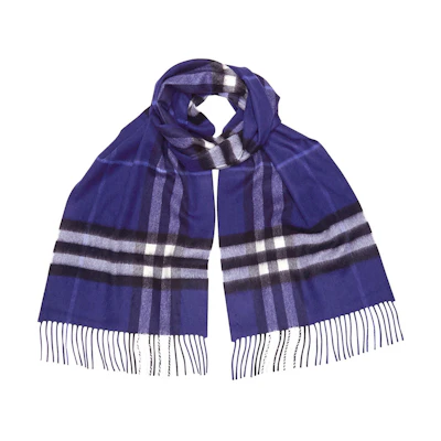 Burberry Blue Wool Scarf with Striped Detailing 4030504