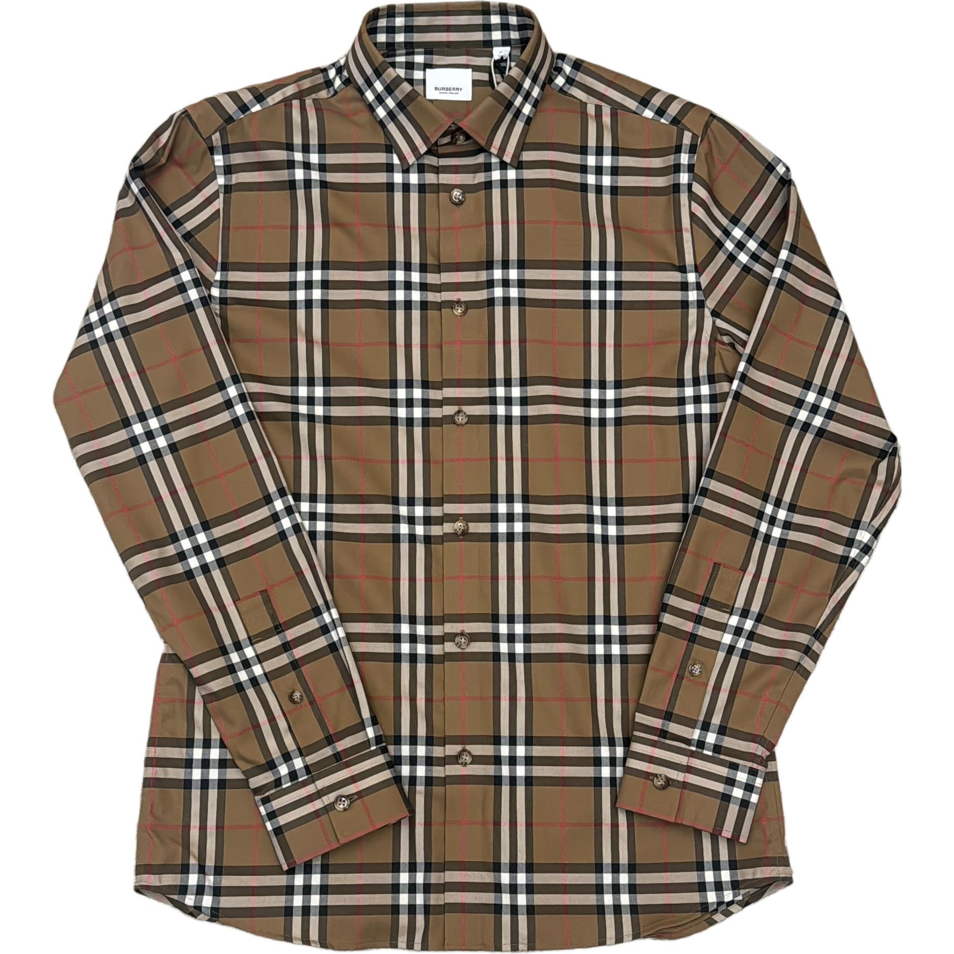 Burberry  Brown Check Print Long Sleeve Shirt. 80842951
