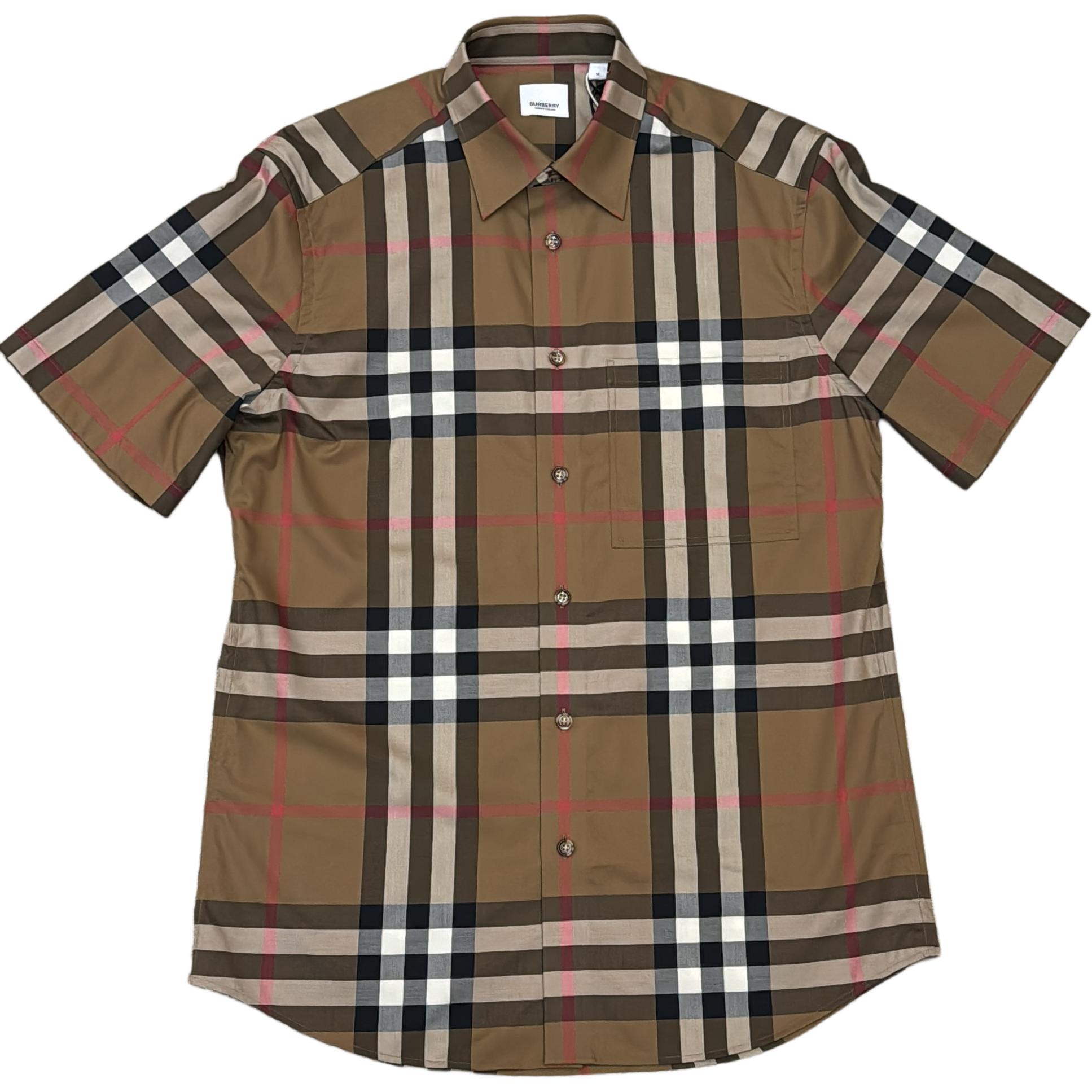 Order 버버리 브라운 체크 반소매 버튼업 셔츠 80842911