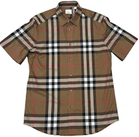 Order Burberry 棕色格紋短袖扣襯衫 80842911