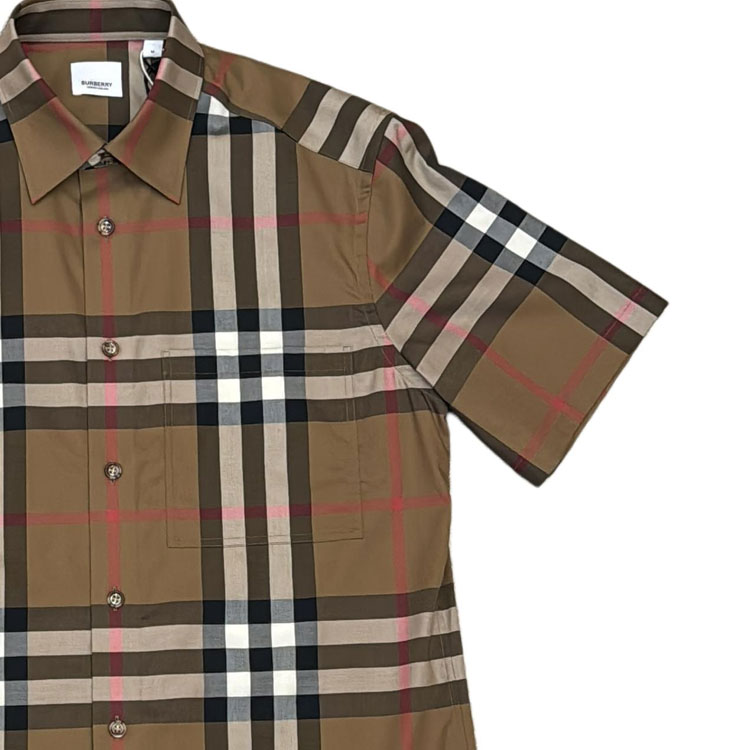 Sizing 버버리 브라운 체크 반소매 버튼업 셔츠 80842911