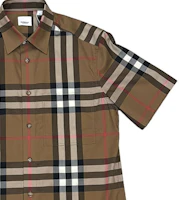 Sizing Burberry 棕色格紋短袖扣襯衫 80842911
