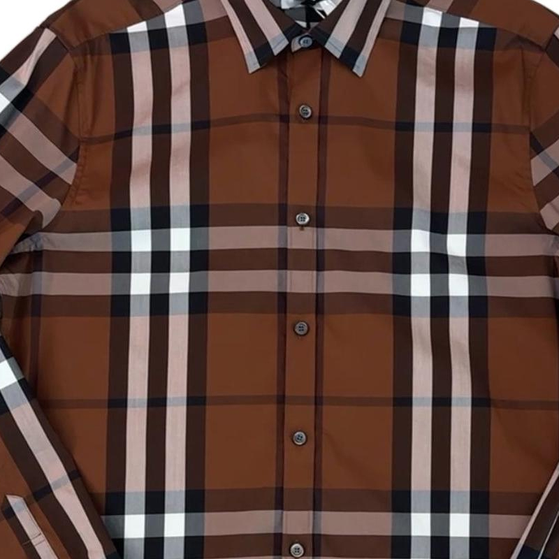 Burberry  Brown Check Single-Breasted Long-Sleeve Shirt. 80734021 圖 4