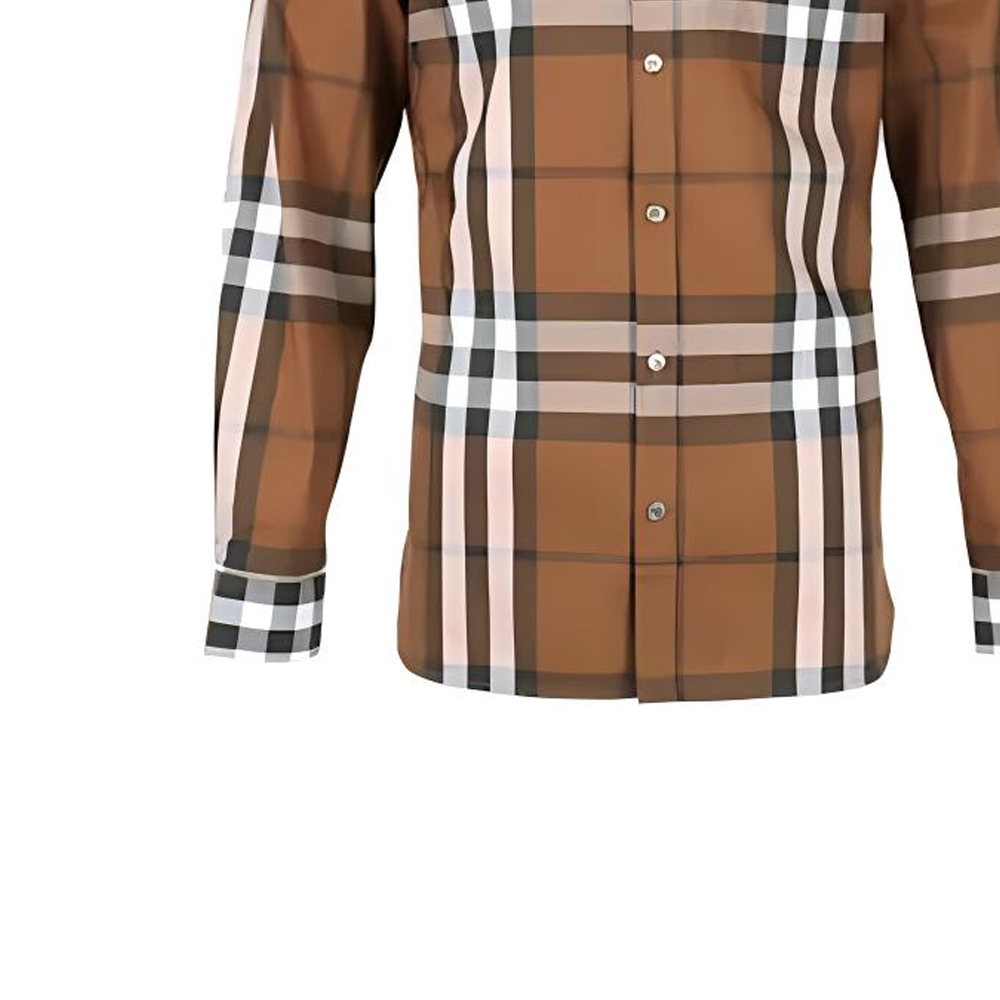 Burberry  Brown Check Single-Breasted Long-Sleeve Shirt. 80734021 圖 6