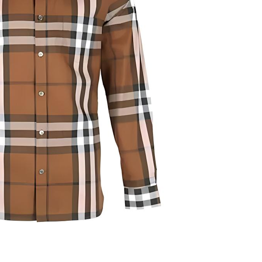 Burberry  Brown Check Single-Breasted Long-Sleeve Shirt. 80734021 圖 7