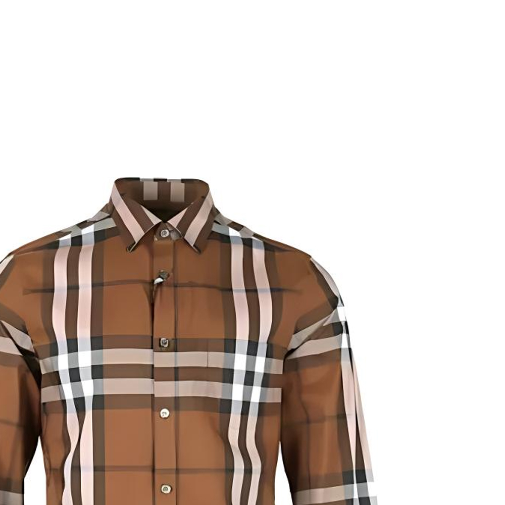 Burberry  Brown Check Single-Breasted Long-Sleeve Shirt. 80734021 圖 8