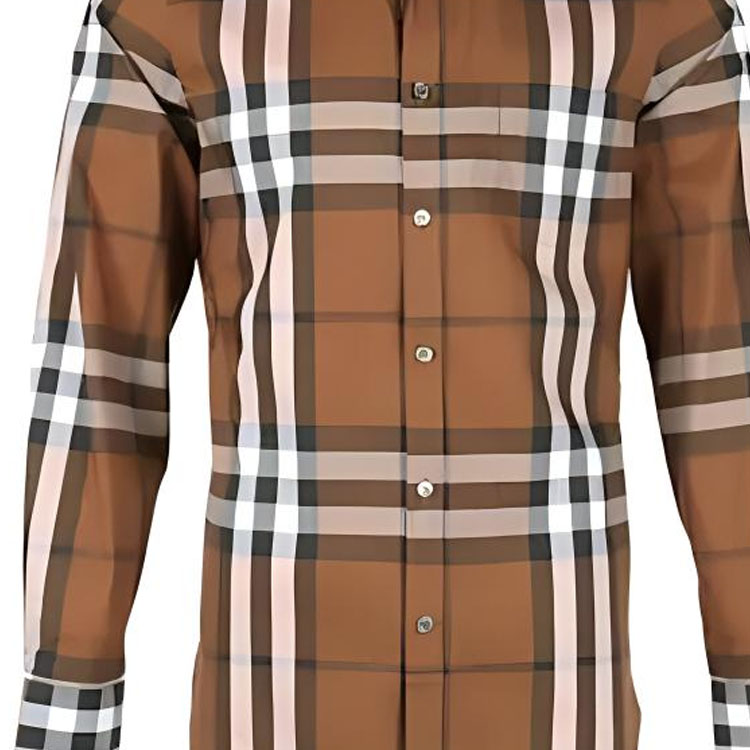 Burberry  Brown Check Single-Breasted Long-Sleeve Shirt. 80734021 圖 9