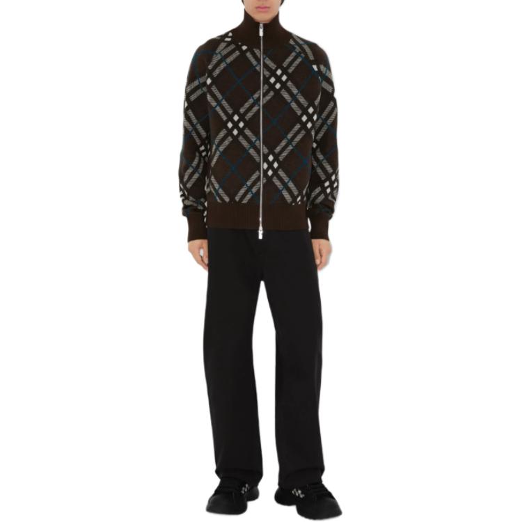 Lookbook Burberry 棕色格紋立領拉鍊寬鬆版外套 80950851