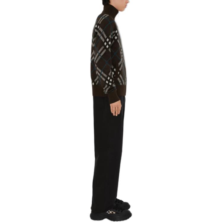 Purchase Burberry 棕色格紋立領拉鍊寬鬆版外套 80950851