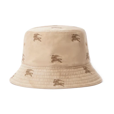 Burberry Brown Cotton Bucket Hat with Pattern Design. 80722501