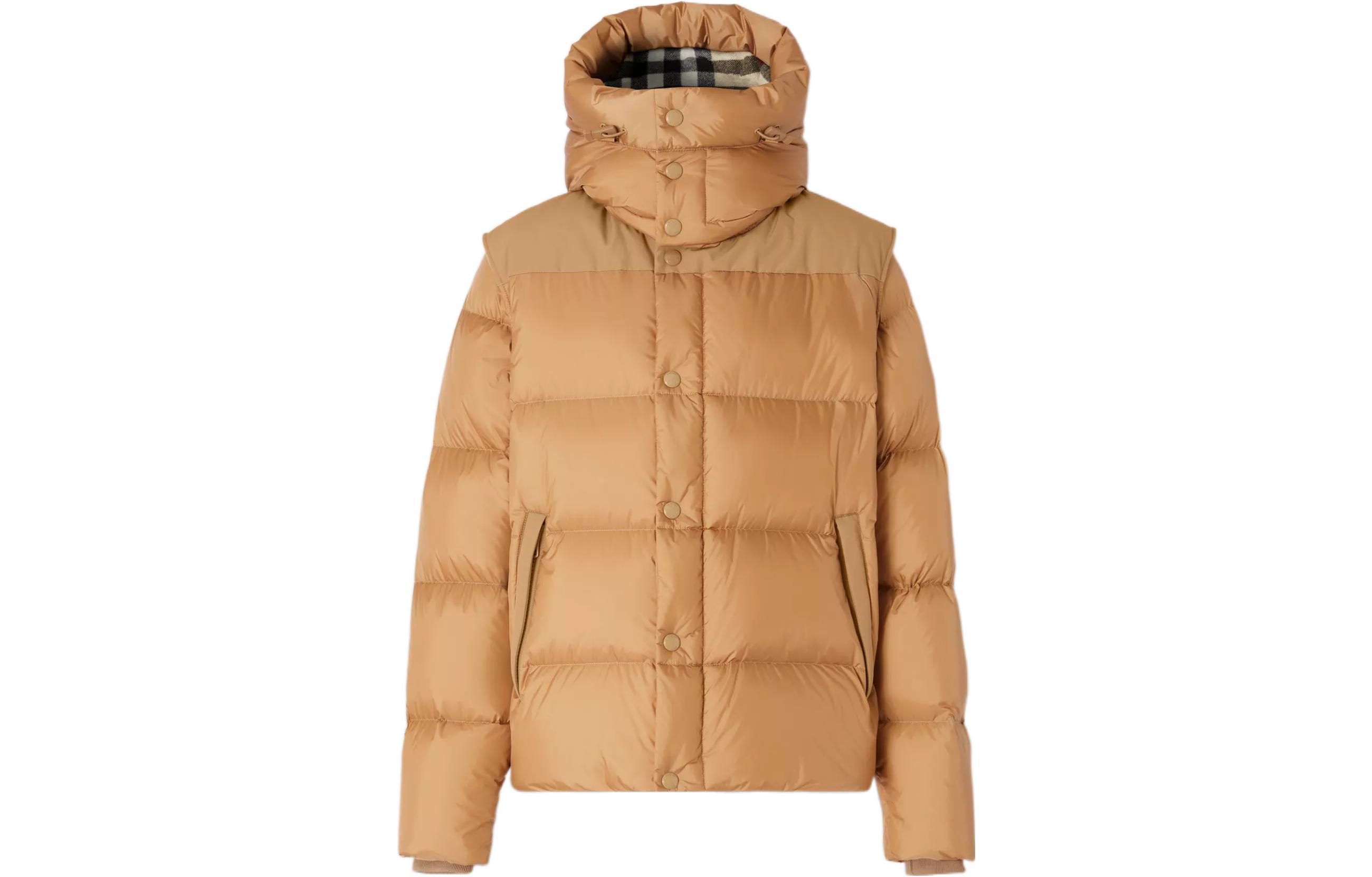 Buy Burberry  Brown Detachable Sleeve Hooded Down Jacket FW22 80591411