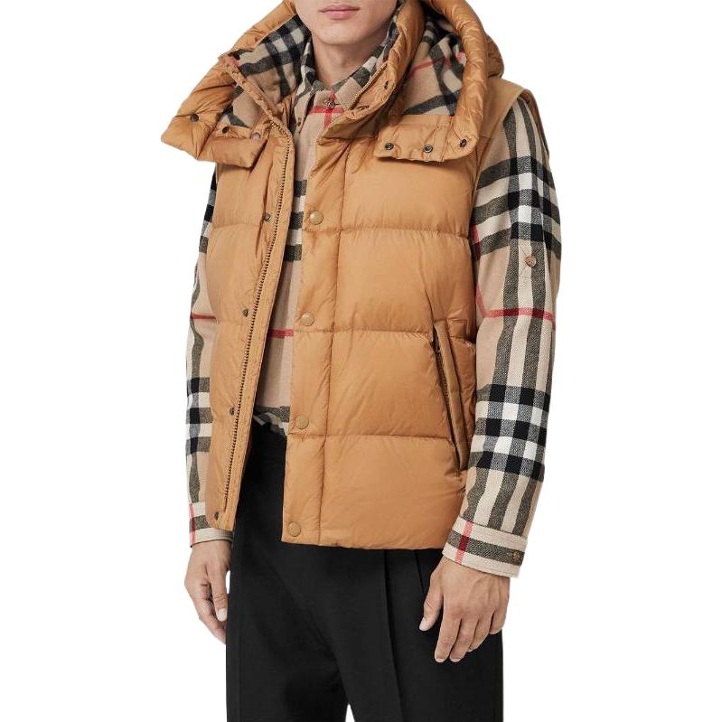 Shop Burberry  Brown Detachable Sleeve Hooded Down Jacket FW22 80591411