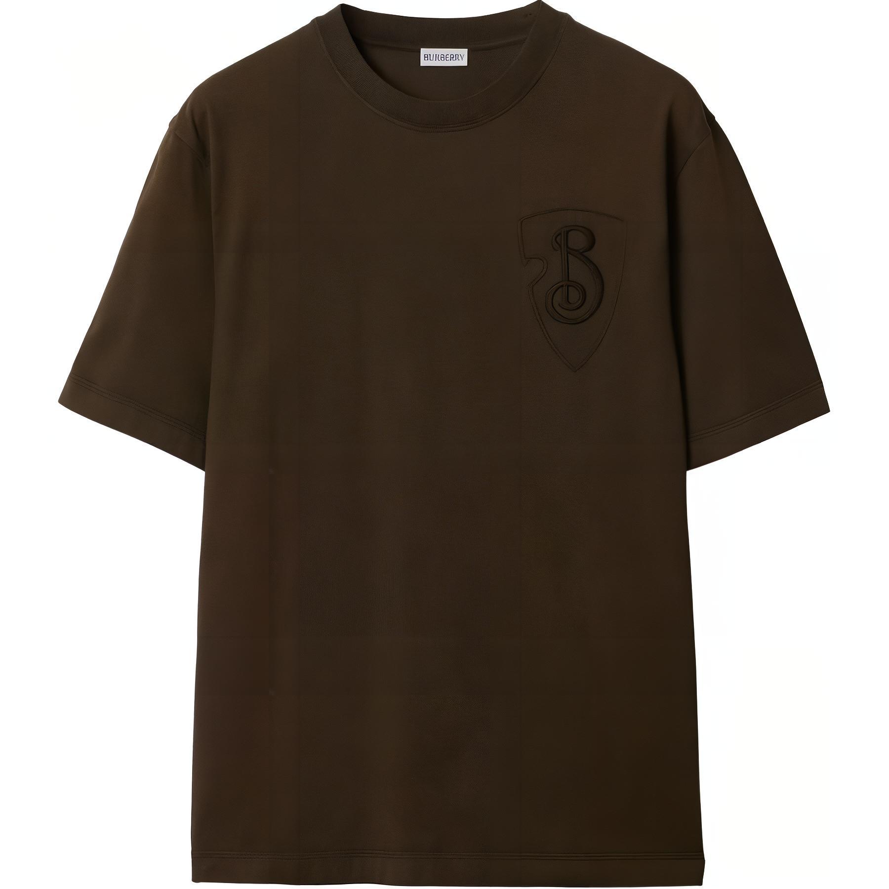 Burberry  Brown Graphic Print Crew Neck Short Sleeve T-Shirt. 80984651