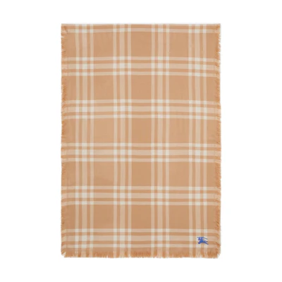 Burberry Brown Knitted Scarf with Striped Fringe Detail. 80838021