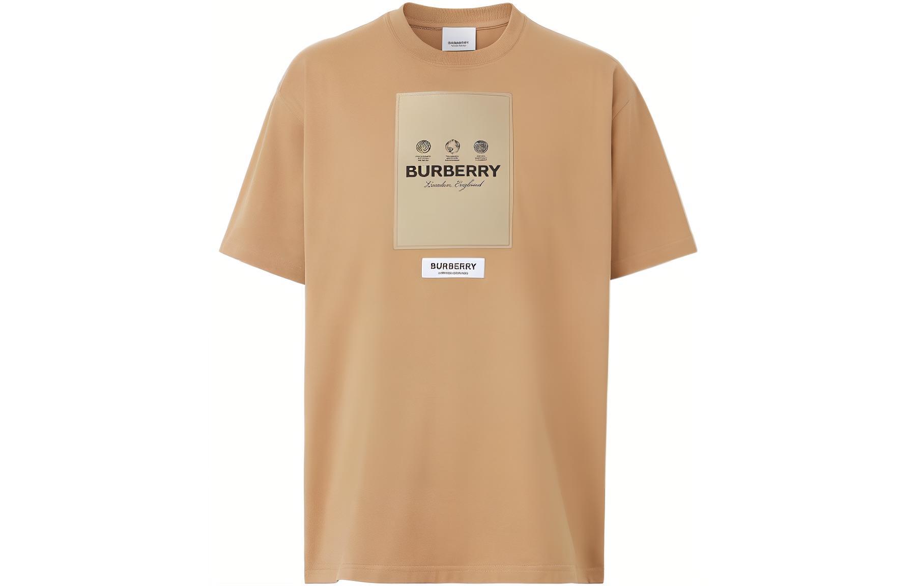 Burberry  Brown Letter Logo Patch Colorblock Crew Neck Oversized T-Shirt. 80575301 圖 2