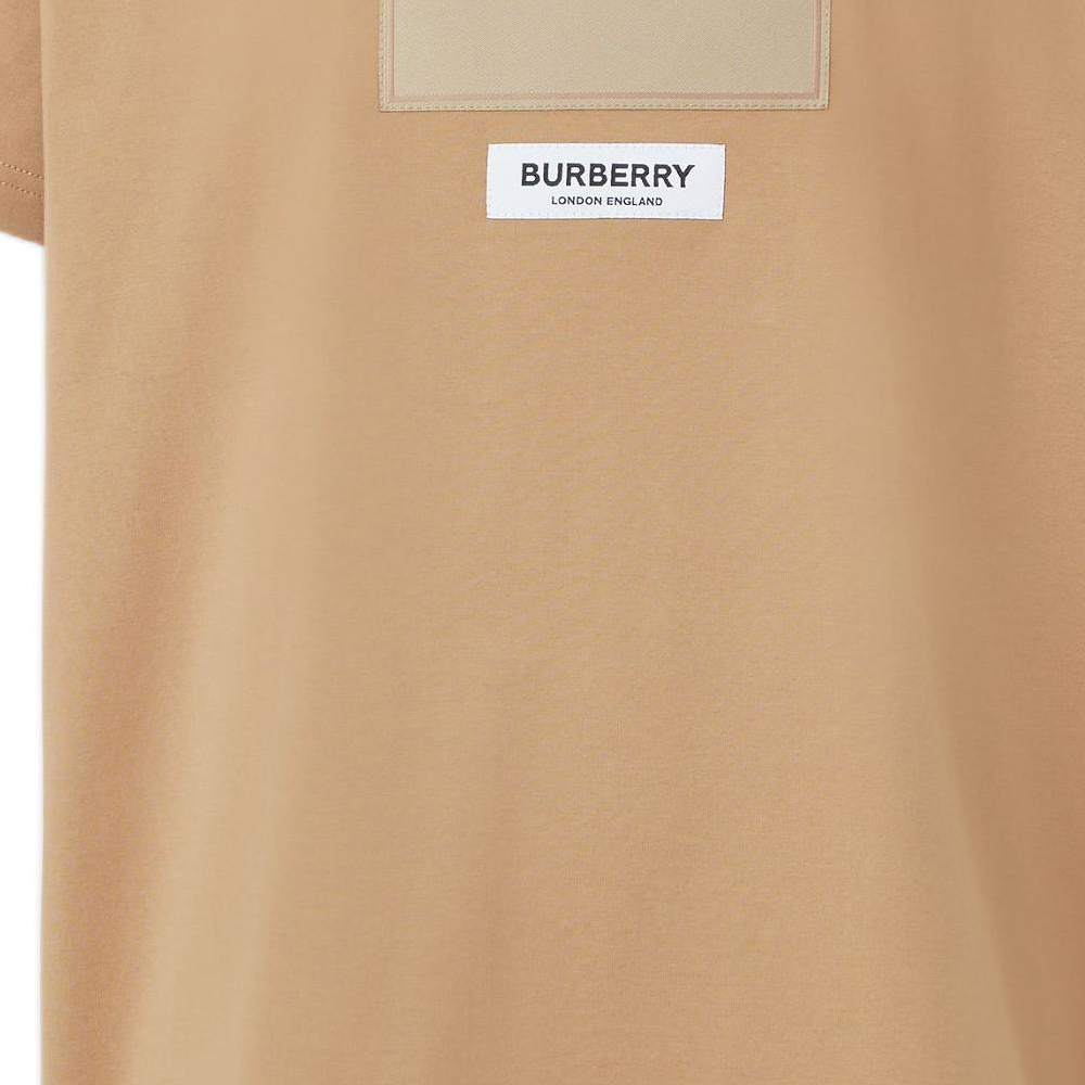 Burberry  Brown Letter Logo Patch Colorblock Crew Neck Oversized T-Shirt. 80575301 圖 7