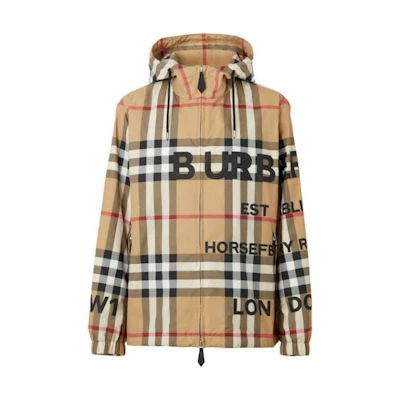 Burberry Brown Logo Zip-Up Hoodie Jacket with Long Sleeves. 80677741