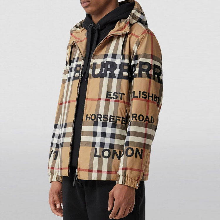 Burberry  Brown Logo Zip-Up Hoodie Jacket with Long Sleeves. 80677741 圖 5