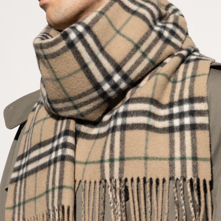 Burberry  Brown Patterned Cashmere Wool Scarf 80909101 圖 4