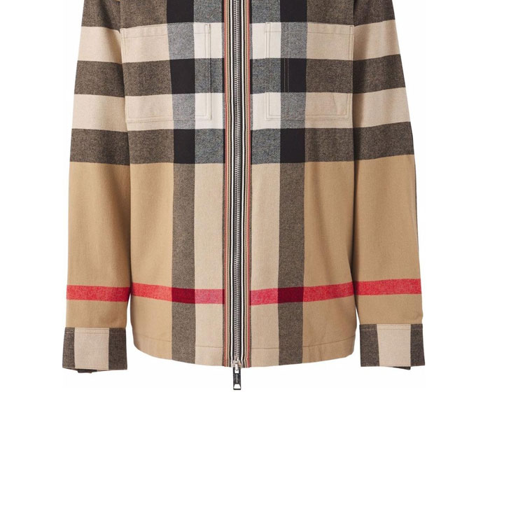 Sizing Burberry  Brown Striped Pattern Collar Jacket 8050135