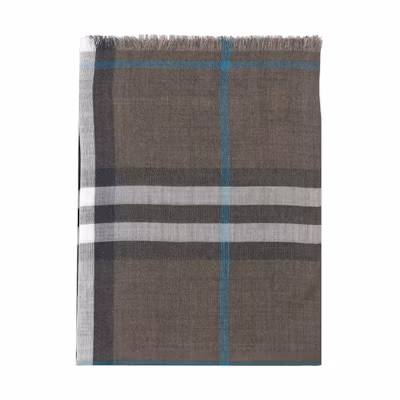 Burberry Brown Wool Silk Striped Logo Print Scarf. 8090751C1170