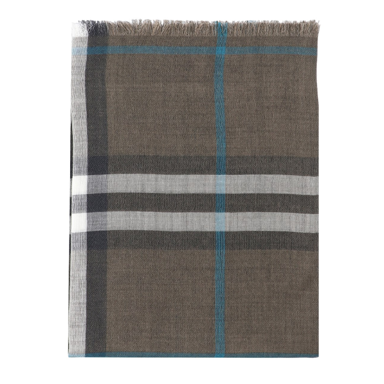 Burberry  Brown Wool Silk Striped Logo Print Scarf. 8090751C1170 圖 2