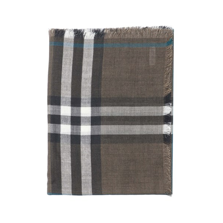 Burberry  Brown Wool Silk Striped Logo Print Scarf. 8090751C1170 圖 3
