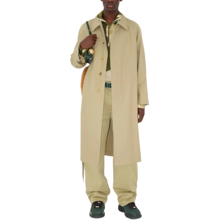 Shop Burberry 卡其色長袖單排扣風衣外套. 80787161