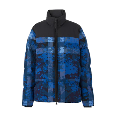 Burberry Camouflage Check Puffer Jacket in Blue. 80495141