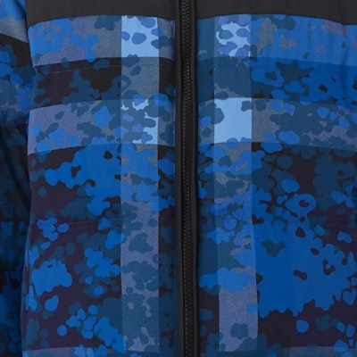 Burberry Camouflage Check Puffer Jacket in Blue. 80495141 Details for Burberry Camouflage Check Puffer Jacket in Blue. 80495141