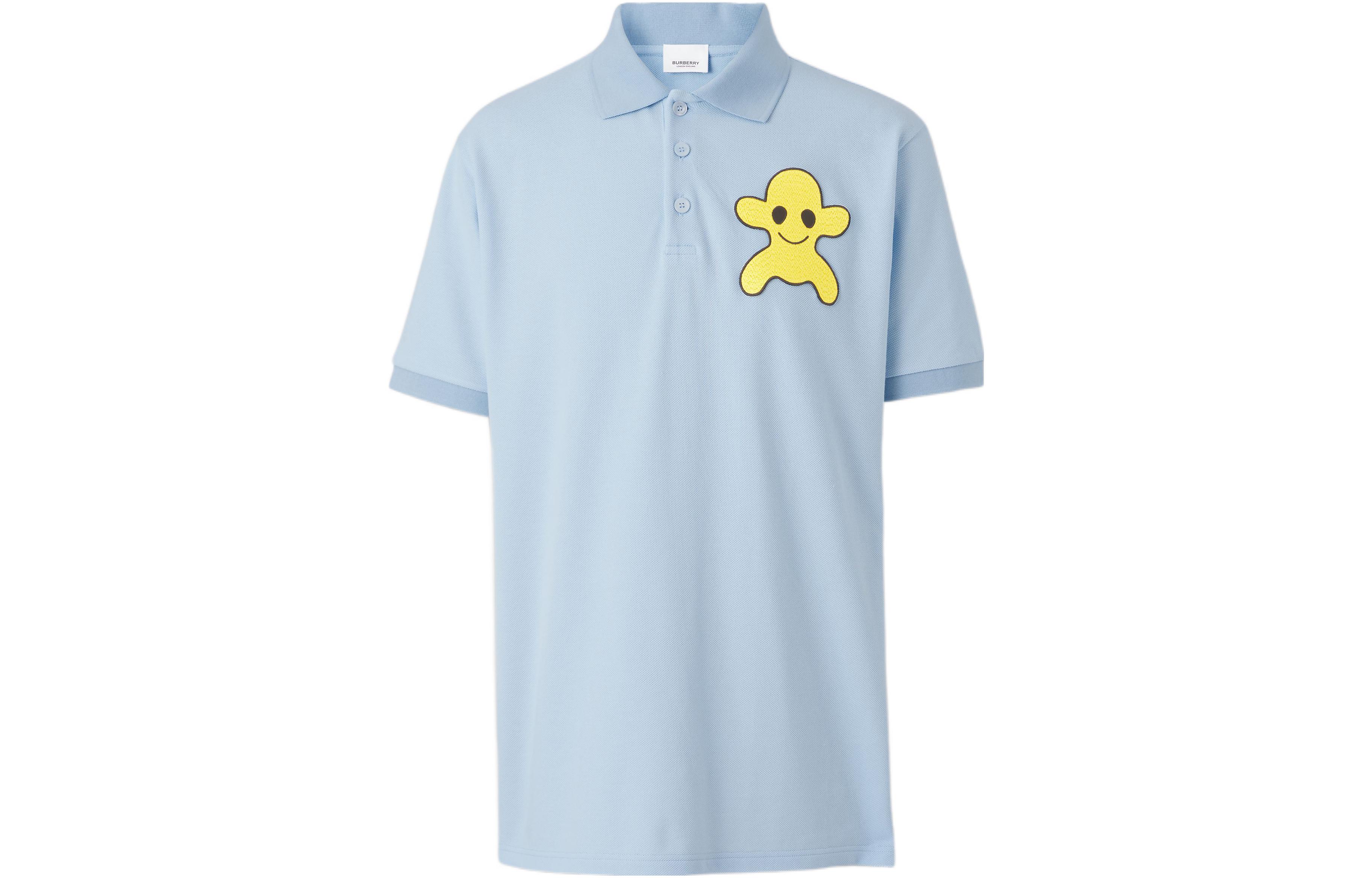Burberry  Casual Loose Fit Monster Print Polo Shirt - Light Blue 80519321 圖 2