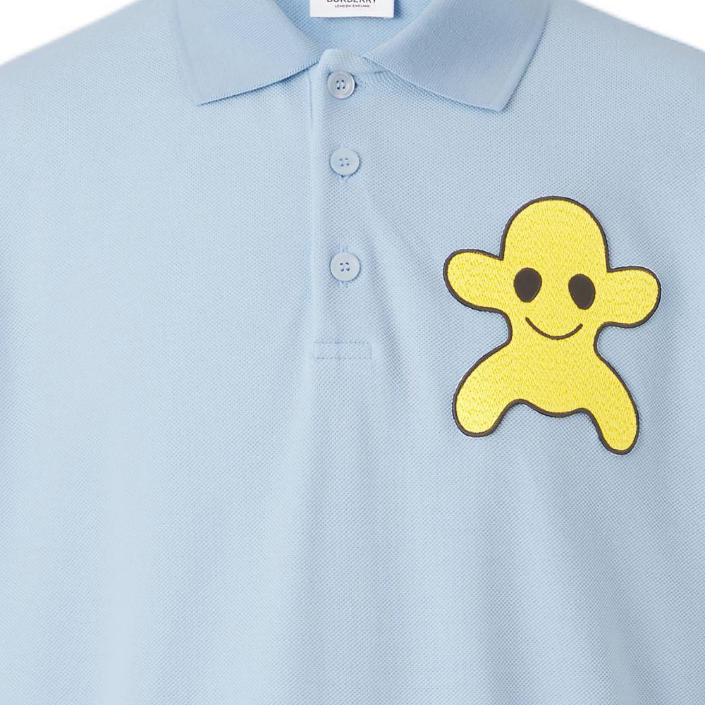 Burberry  Casual Loose Fit Monster Print Polo Shirt - Light Blue 80519321 圖 6