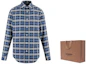 Lookbook Burberry Kemeja Lengan Panjang Biru Kotak-Kotak Kancing Model Kerah. 80114001