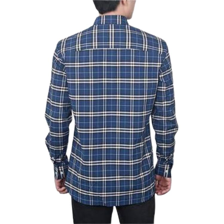 Purchase Burberry Kemeja Lengan Panjang Biru Kotak-Kotak Kancing Model Kerah. 80114001