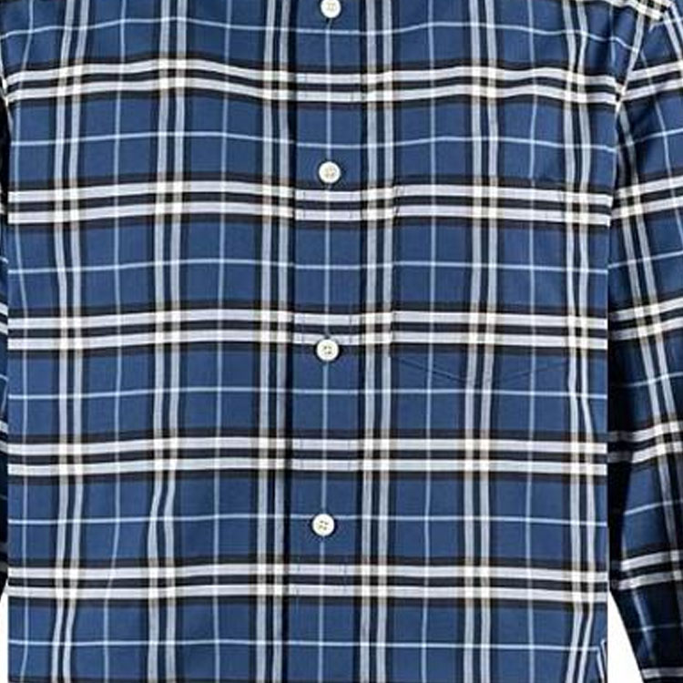 Sizing Burberry Kemeja Lengan Panjang Biru Kotak-Kotak Kancing Model Kerah. 80114001