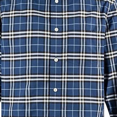 Burberry Kemeja Lengan Panjang Biru Kotak-Kotak Kancing Model Kerah. 80114001 Sizing Burberry Kemeja Lengan Panjang Biru Kotak-Kotak Kancing Model Kerah. 80114001