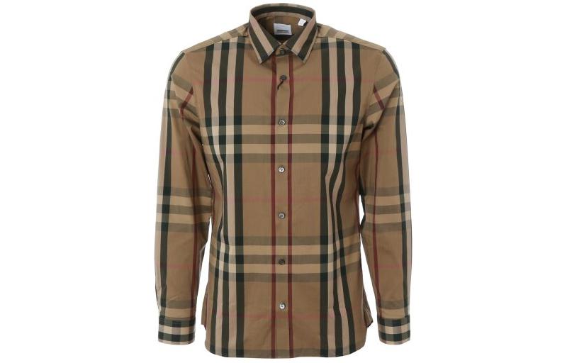 Burberry  Check Collared Single-Breasted Long Sleeve Shirt Brown 80734001 圖 2