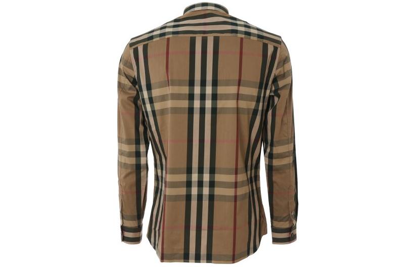 Burberry  Check Collared Single-Breasted Long Sleeve Shirt Brown 80734001 圖 3