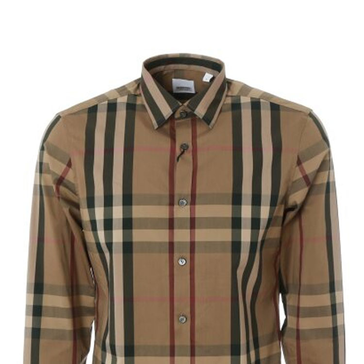 Burberry  Check Collared Single-Breasted Long Sleeve Shirt Brown 80734001 圖 6